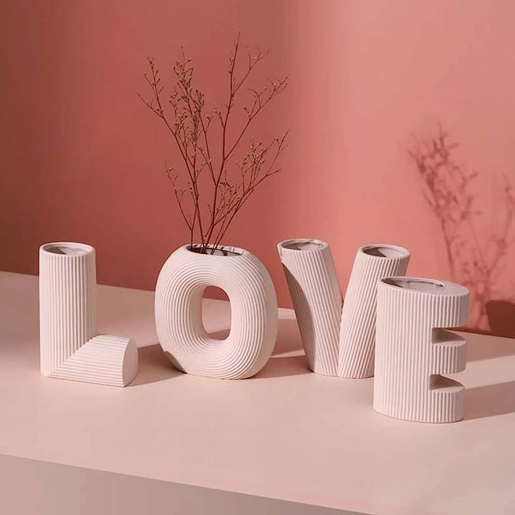 Terracotta Blush LOVE Fluted Sculpture